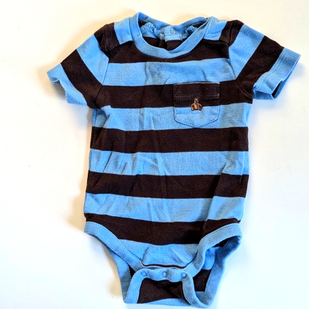 BabyGAP Blue and Brown Striped Onesie